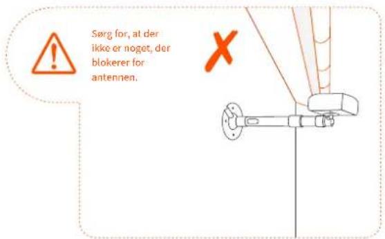 Sørg for, at der ikke er noget, der blokerer for antennen.