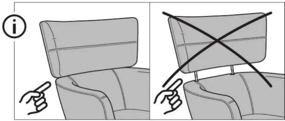 Diagram illustrating seat replacement technique with labeled instructions and hand gestures