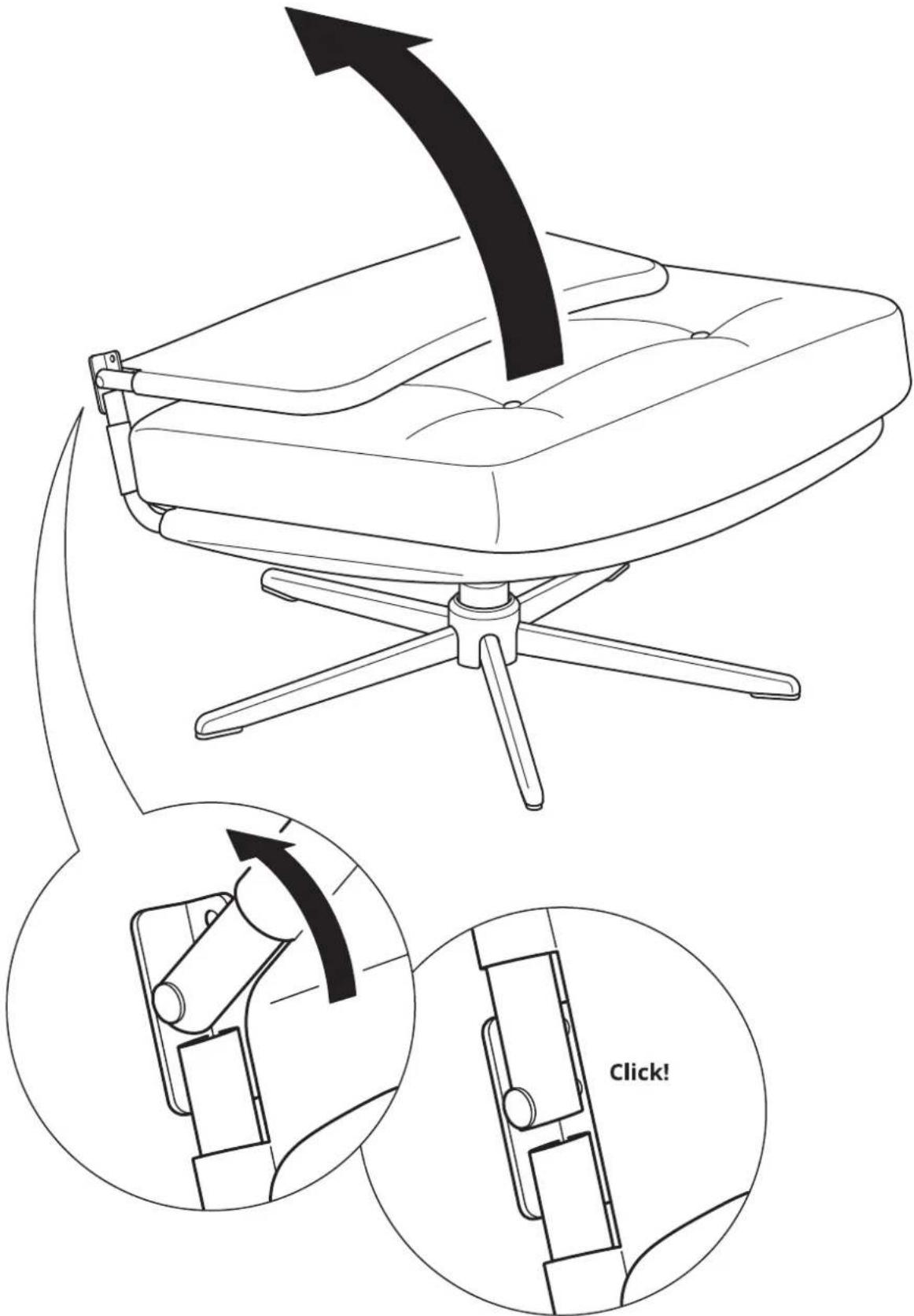 Diagram illustrating the right-hand rule for using a chair to lift a seat, showing motion and control instructions.