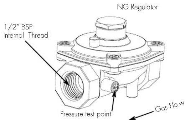 NG Regulator 1/2" BSP Internal Thread Pressure test point Gas Flow