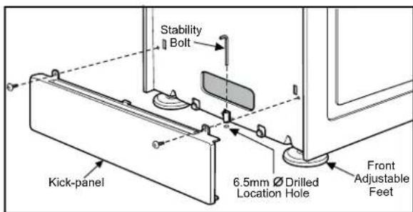Stability Bolt 6.5mm Ø Drilled Location Hole Front Adjustable Feet Kick-panel