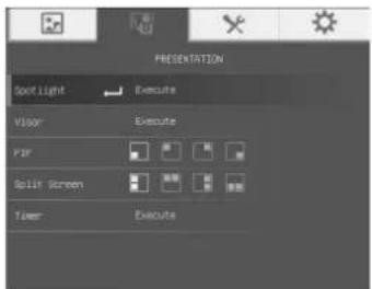 PRESENTATION Spot Light Execute View Execute PDF Split Screen Timer Execute