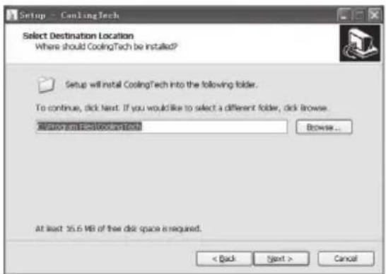Setup - CoolingTech Select Destination Location Where should CoolingTech be installed? Setup will install CoolingTech into the following folder. To continue, click next. If you would like to select a different folder, click browse. Microsoft Excel Book12347 Browse... At least 56.6 MB of free disk space is required. < Back Next > Cancel