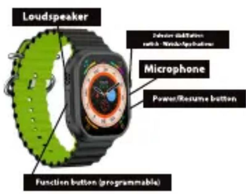 Loudspeaker Microphone Function button (programmable) Power/Resume button