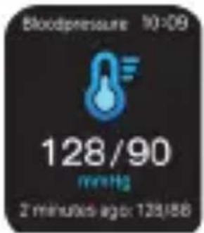 Bloodpressure 10:09 128/90 mmHg 2 minutes ago: 128/88