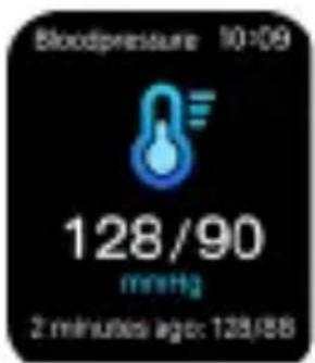 Bloodpressure 10:09 128/90 mmHg 2 minutes ago: 128/88