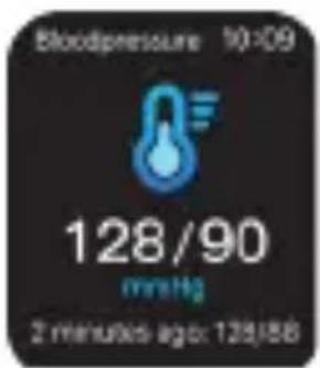Bloodpressure 10:09 128/90 mmHg 2 minutes ago: 128/88