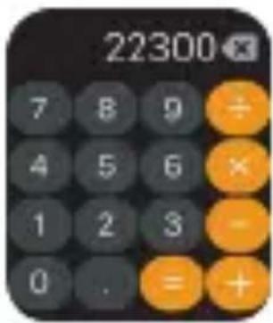 22300 7 8 9 ÷ 4 5 6 × 1 2 3 - 0 . = +
