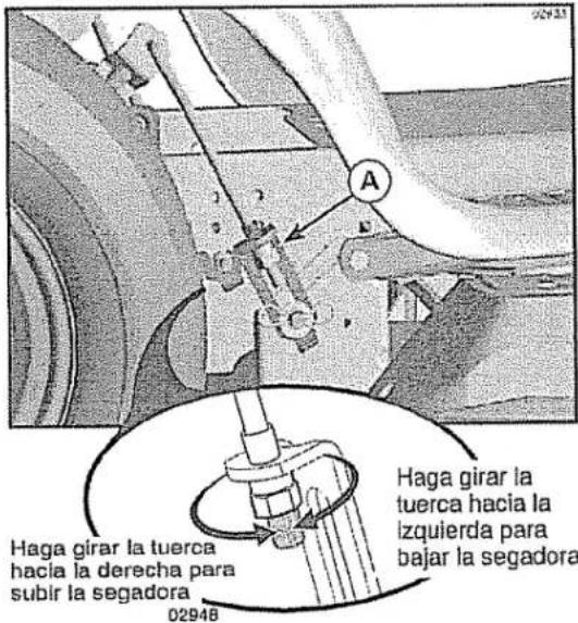 Haga girar la tuerca hacia la izquierda para bajar la segadora 02948