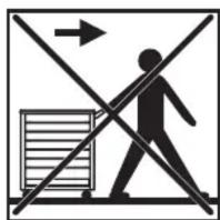 Prohibition sign with cross crossed lines and a person walking, featuring an arrow and grid box symbol