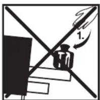 Warning sign with pictogram showing a person falling on a platform, labeled '1.' indicating no warning or caution.