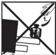 Diagram showing a device with a switch and labeled component '1.' indicating a fault or hazard symbol.