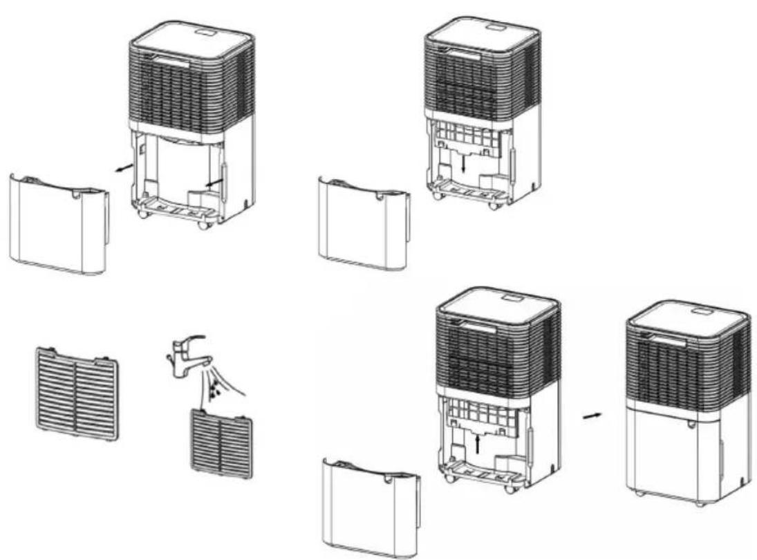 Exploded diagram of a portable air conditioner unit with exploded view and component labels