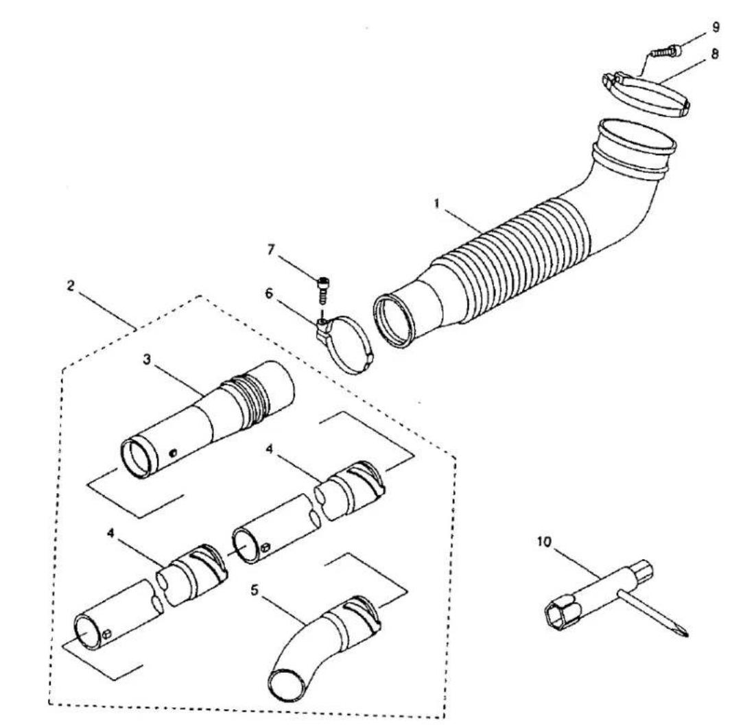 Technical diagram of a mechanical assembly with numbered parts, showing exploded and assembled views of a pipe fitting.