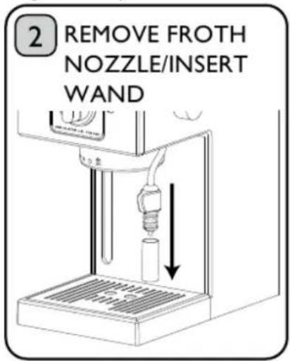 2 REMOVE FROTH NOZZLE/INSERT WAND