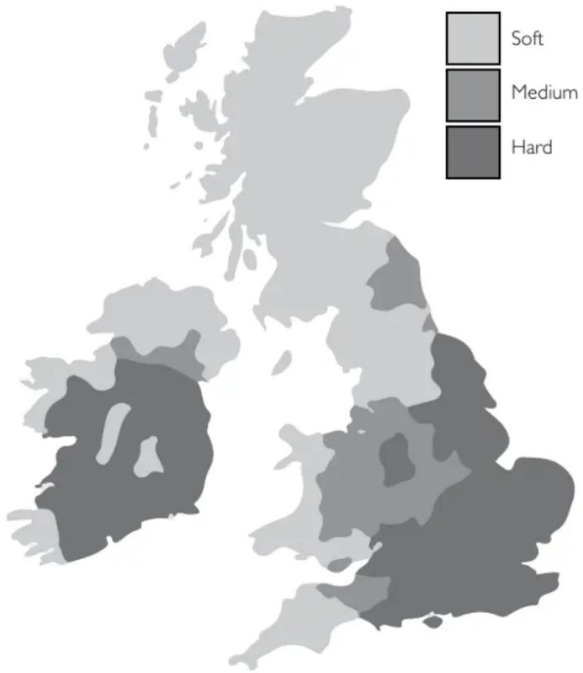 DUALIT Espresso Coffee Machine - BRITISH ISLES WATER HARDNESS MAP - 1
