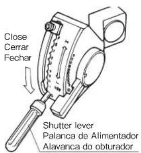 Close Cerrar Fechar Shutter lever Palanca de Alimentador Alavanca do obturador
