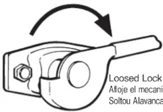 Loosed Lock Afloje el mecanis Soltou Alavanca