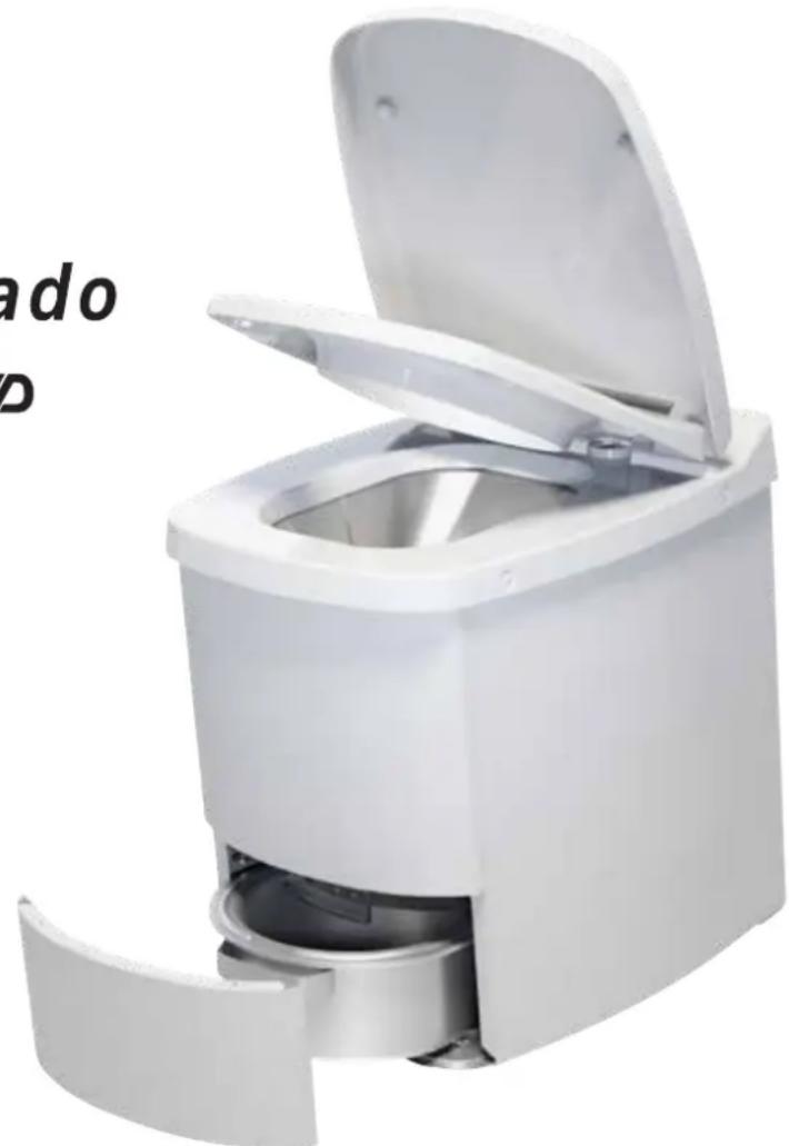 White industrial water purifier with open lid and internal compartments. No visible text or symbols.