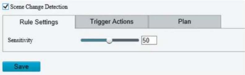Scene Change Detection Rule Settings Trigger Actions Plan Sensitivity 50 Save