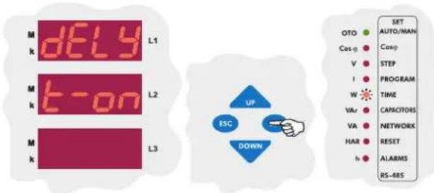 M dELy L1 k k M t-on L2 M L3 UP ESC DOWN SET AUTO/MAN OTO Cos φ Cosφ V STEP I PROGRAM W TIME VA CAPACITORS VA NETWORK HAR RESET h ALARMS RS-48S