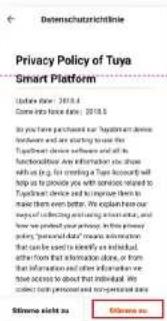 Deutschutzsichtlinie Privacy Policy of Tuya Smart Platform Update date: 2018.6 Come into Issue date: 2018.6 By you have purchased our "Eugipton device" network and are starting to issue the Eugipton device software and all other functions. The system will also be used to show values in €, for creati…