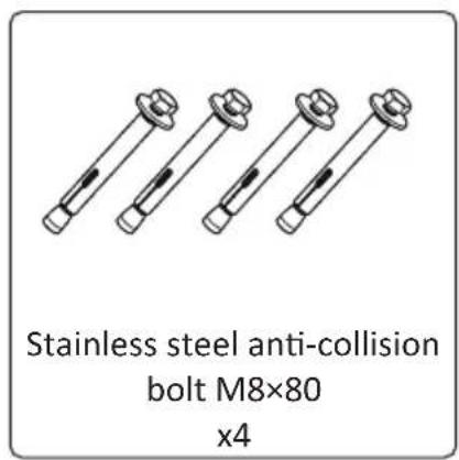 Stainless steel anti-collision bolt M8×80 x4