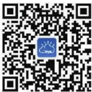 QR code with a blue logo in the center containing Chinese characters and a sun icon.