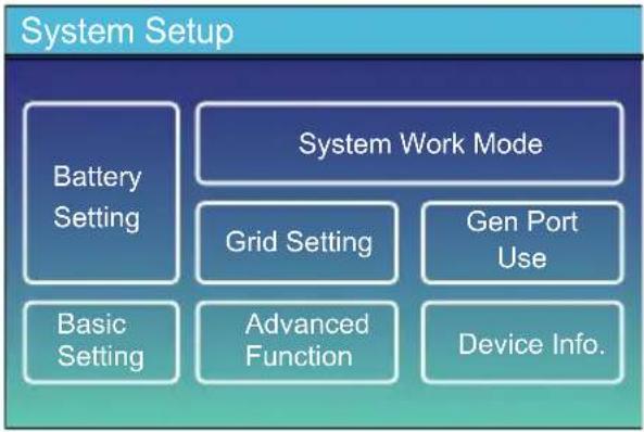 Deye SUN-12K-SG01LP1-AU - System Setup Menu - 1