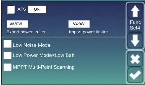 ATS ON 8820W 8320W Export power limiter Import power limiter Low Noise Mode Low Power Mode
