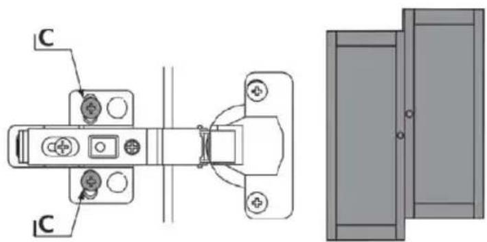 Technical diagram of a dual-chamber electrical connector with labeled ports and mounting points