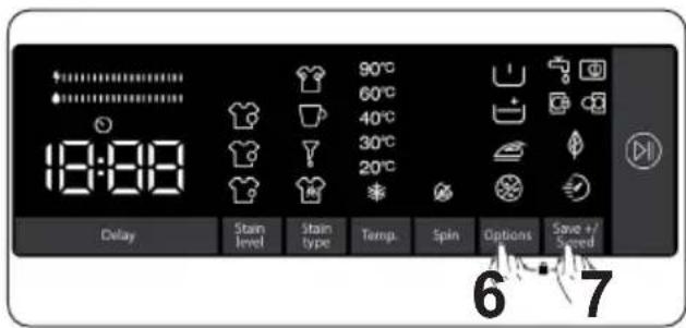 90°C 60°C 40°C 30°C 20°C 18:08 Delay Stain level Stain type Temp. Spin Options Save +/Speed 6 7