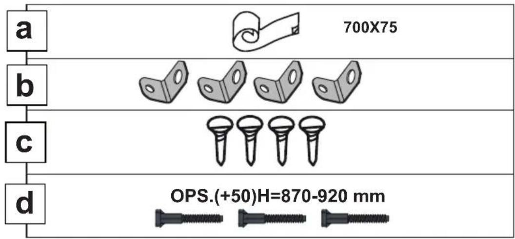 a 700X75 b c d OPS.(+50)H=870-920 mm