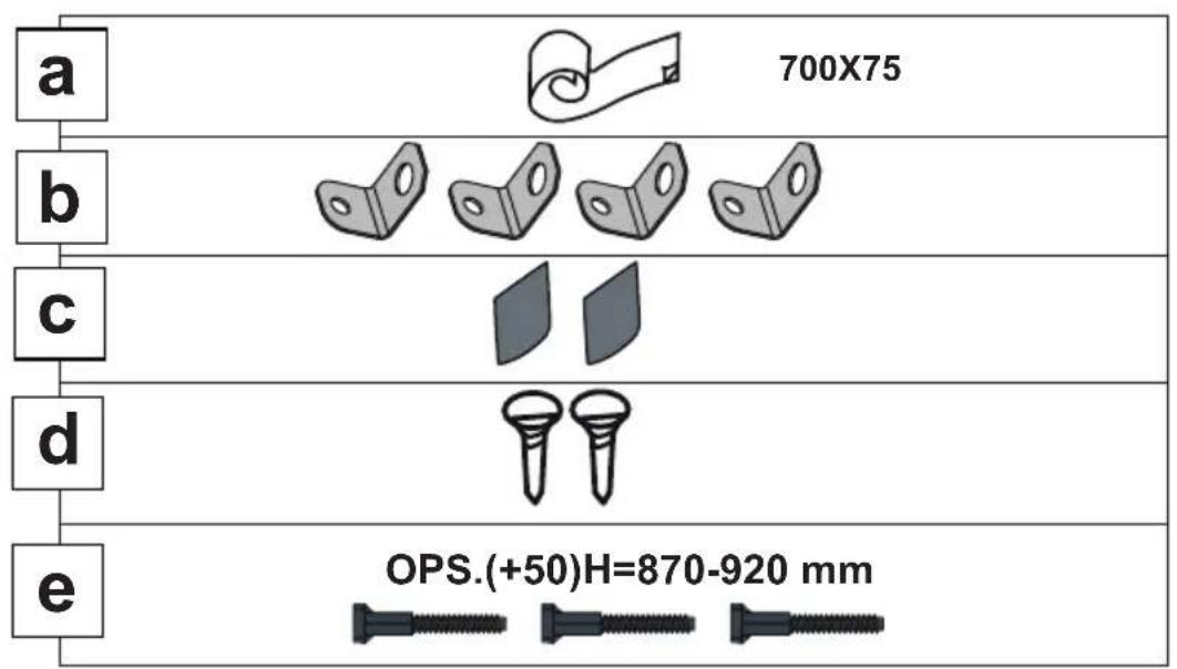a 700X75 b c d e OPS.(+50)H=870-920 mm
