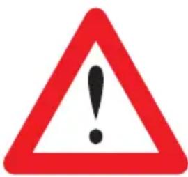 Warning sign with red triangle and black exclamation mark symbol