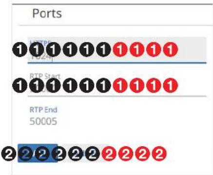 Ports LTPC 1024p RTP Start 50005 RTP End 50005