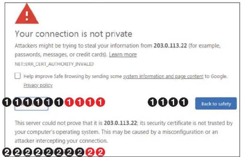 Your connection is not private Attackers might be trying to steal your information from 203.0.113.22 (for example, passwords, messages, or credit cards). Learn more NET::ERR_CERT_AUTHORITY_INVALID Help improve Safe Browsing by sending some system information and page content to Google. Privacy policy 1 1 1 1 1 1 1 1 1 1 1 1 1 Back to safety This server could not prove that it is 203.0.113.22; its security certificate is not trusted by your computer's operating system. This may be caused by a misconfiguration or an attacker intercepting your connection. 2 2 2 2 2 2 2 2 2 2