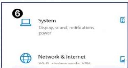 6 System Display, sound, notifications, power Network & Internet Wi-Fi, wireless mode, VON