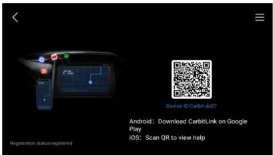Device ID:Carbit.doc7 Android; Download CarbitLink on Google Play iOS: Scan QR to view help Registration status:registered