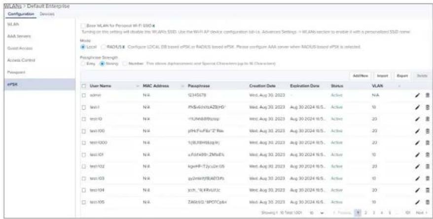 WLAH > Default Enterprise Configuration Devices WLAH AAA Server Guest Access Active Control Password ePSK Base WLAH for Personal Wi-Fi SSD # Turning on this setting will enable the WLAHs SSD. Use the Wi-Fi AP device configuration tab-ls. Advanced Settings → WLAHs section to enable it with a personal…
