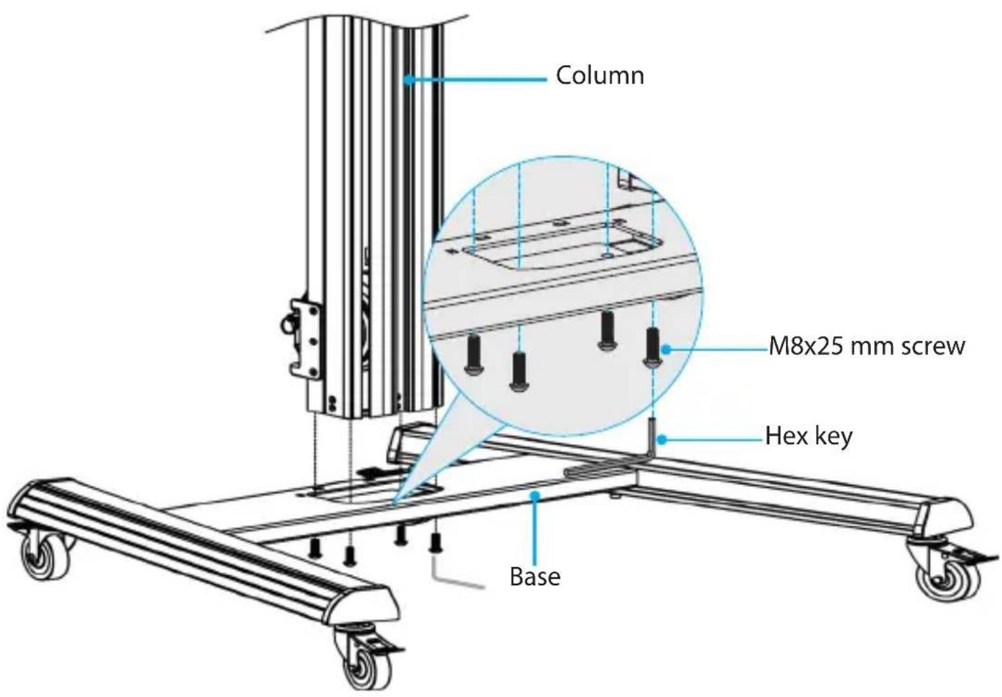 Column M8x25 mm screw Hex key Base