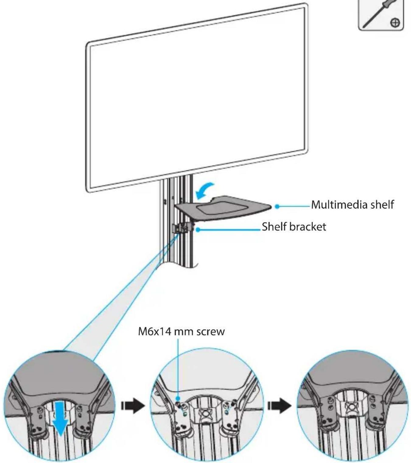 Multimedia shelf Shelf bracket M6x14 mm screw