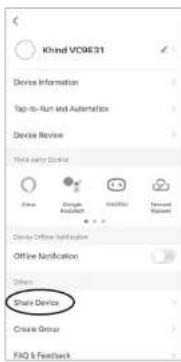 Khand VC0831 Device Information Tap-to-Run and Automation Device Review Third-party Control Face Single Default Unread Reported Device Office Information Offline Notification Other Share Device Create Group FAQ & Feedback