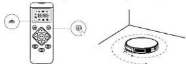 Diagram showing a remote control with display and a 3D circular device with directional arrows, likely illustrating a home control or navigation system.