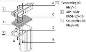 A 2 C 1 D 5 B Connecting kit HMVY-1 4 Mini-slide DGSL-12/-16 1 Connecting kit HMBV-ND