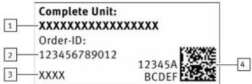 Complete Unit: XXXXXXXXXXXXXX Order-ID: 123456789012 XXXX 12345A BCDEF 4