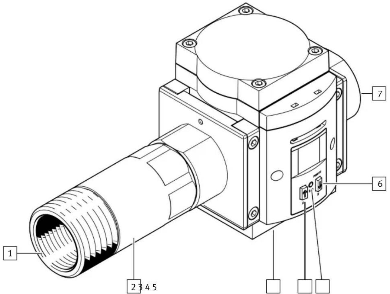 Technical diagram of a mechanical device with numbered components for identification