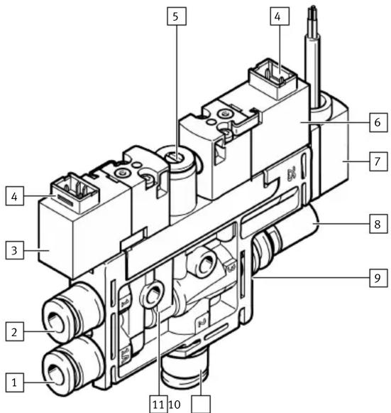 Technical diagram of a mechanical assembly with numbered components for identification