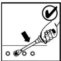 Diagram showing a hand using a tool to mark inspection or repair, with a checkmark indicating the correct step.