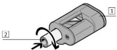 Diagram of a mechanical device with labeled parts and directional arrows indicating motion or movement.